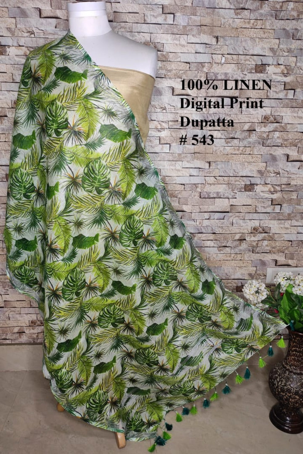 green digital printed scarf - linenworldonline.in