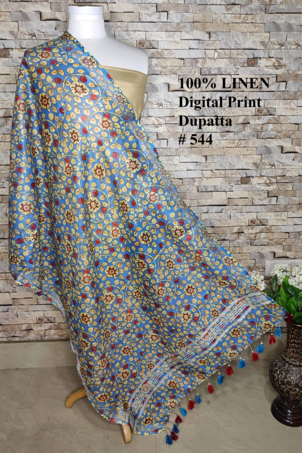 blue digital printed scarf - linenworldonline.in