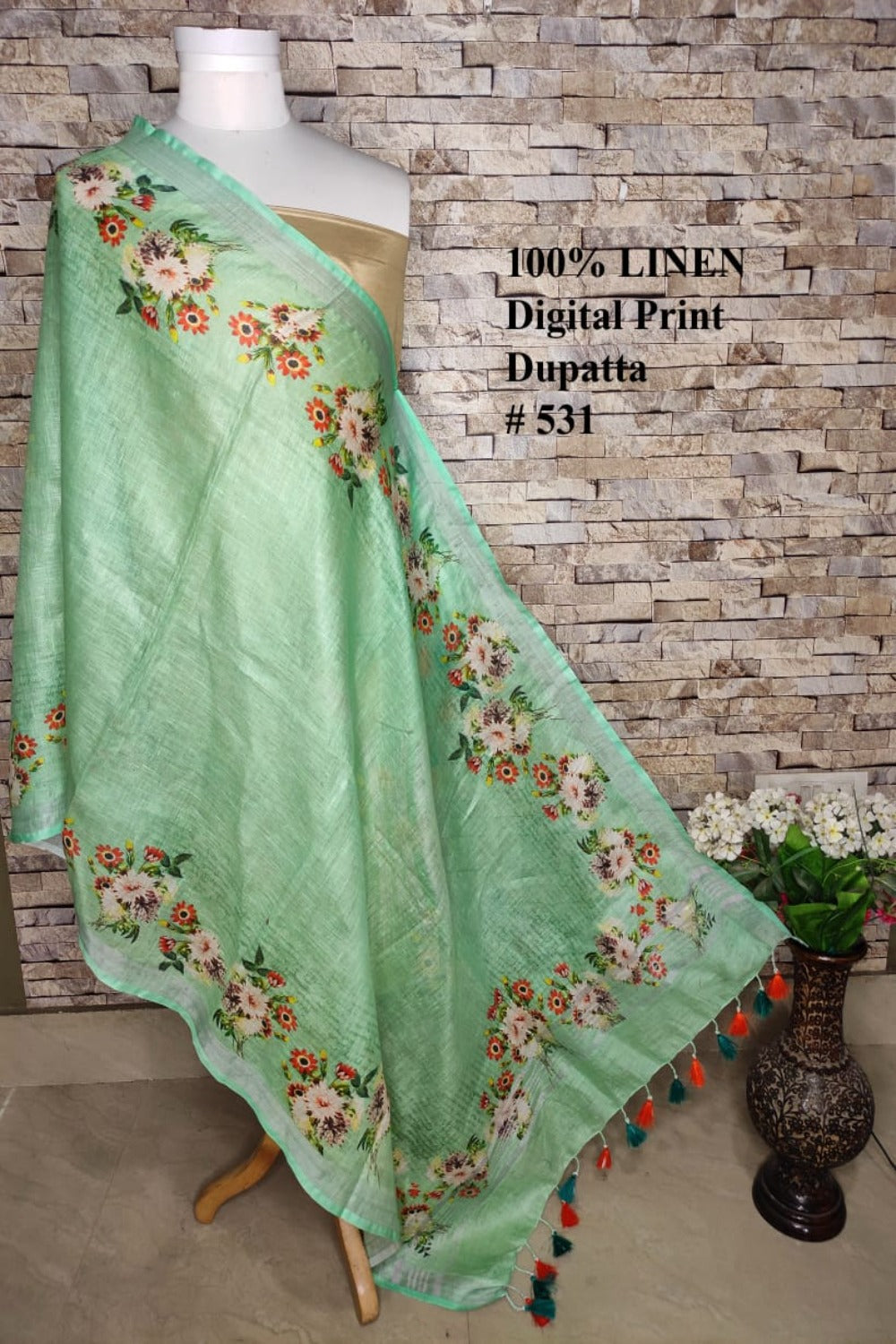 sea green digital printed scarf - linenworldonline.in