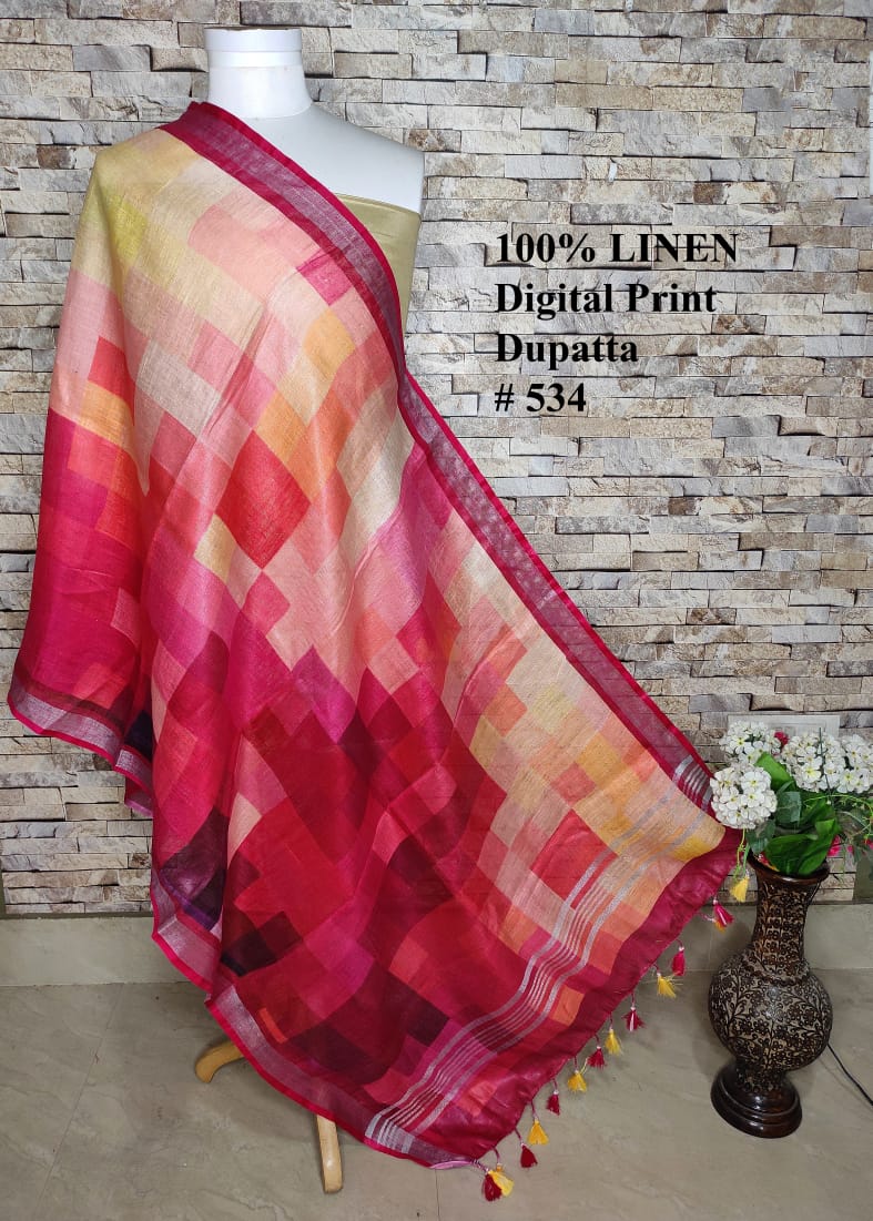red digital printed scarf - linenworldonline.in
