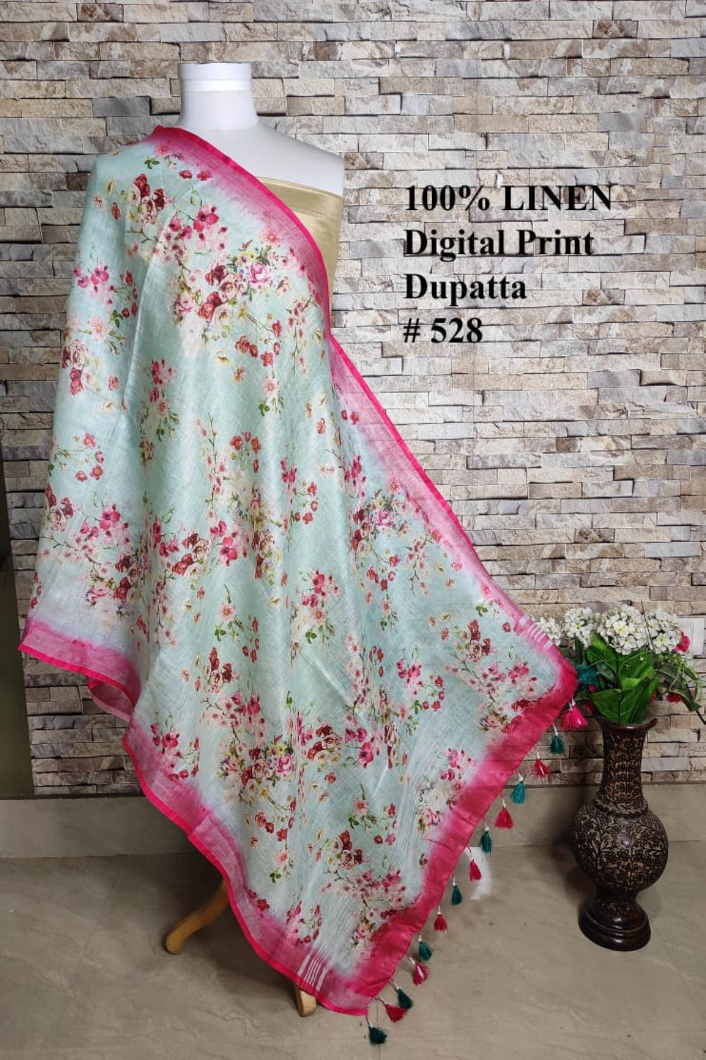 pink blue digital printed scarf - linenworldonline.in