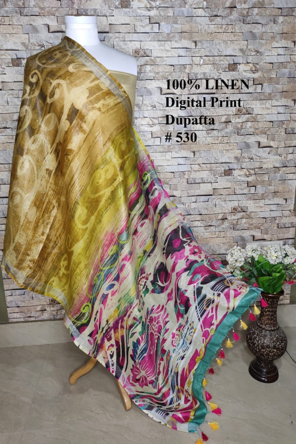 green digital printed scarf - linenworldonline.in