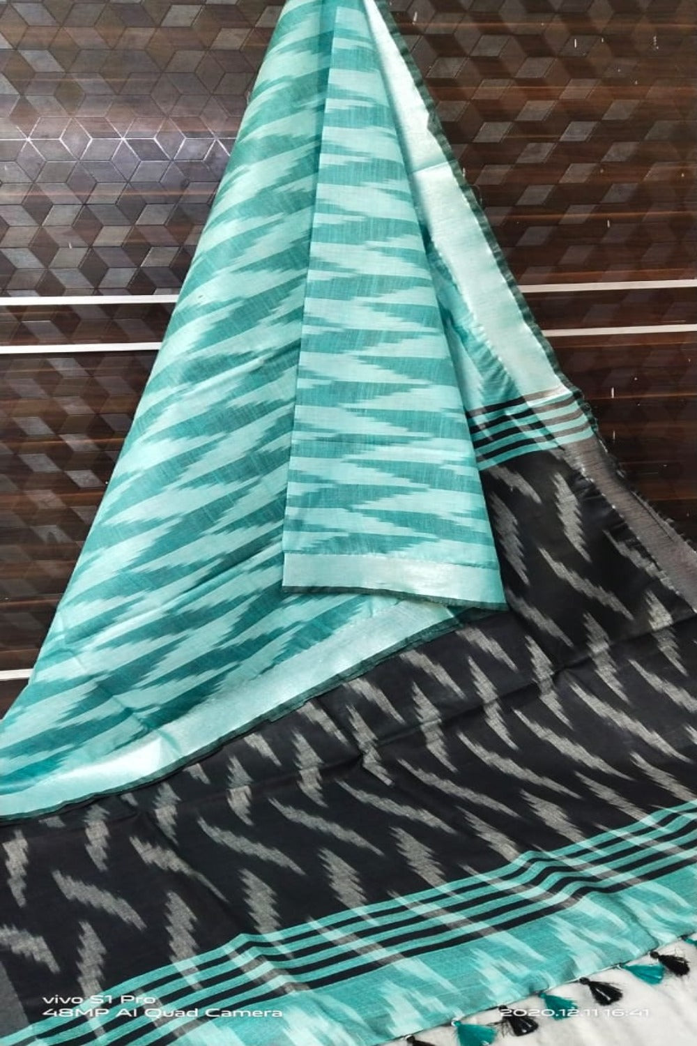 cotton ikat handwoven saree - linenworldonline.in