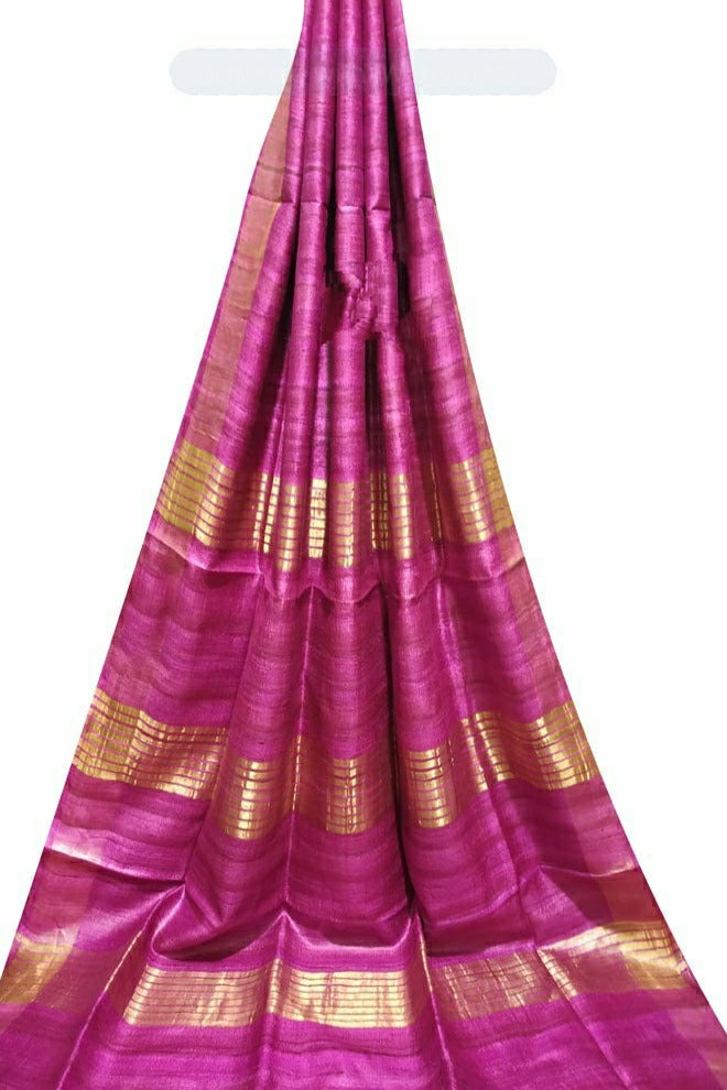 bhagalpuri tussar ghicha silk saree - linenworldonline.in