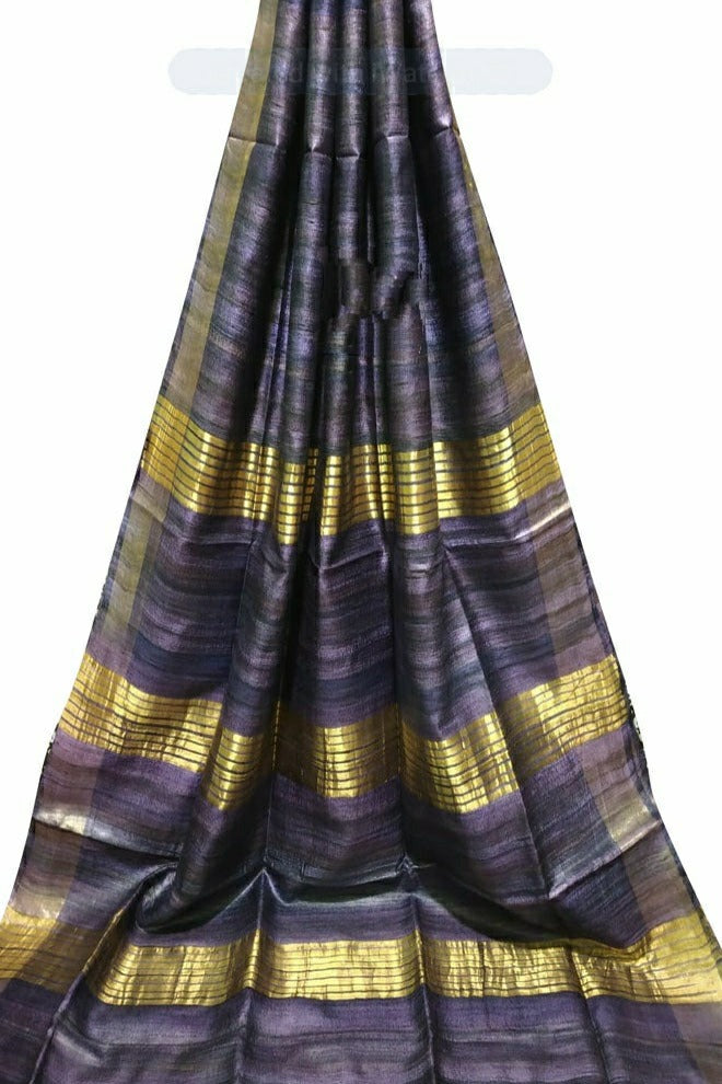 bhagalpuri tussar ghicha silk saree - linenworldonline.in