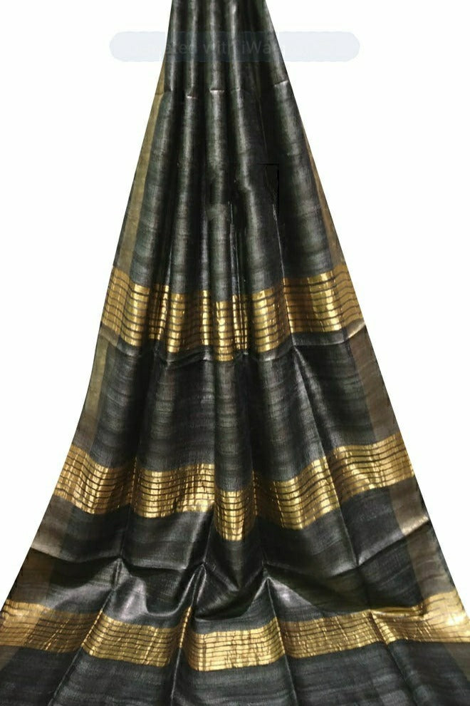 bhagalpuri tussar ghicha silk saree - linenworldonline.in