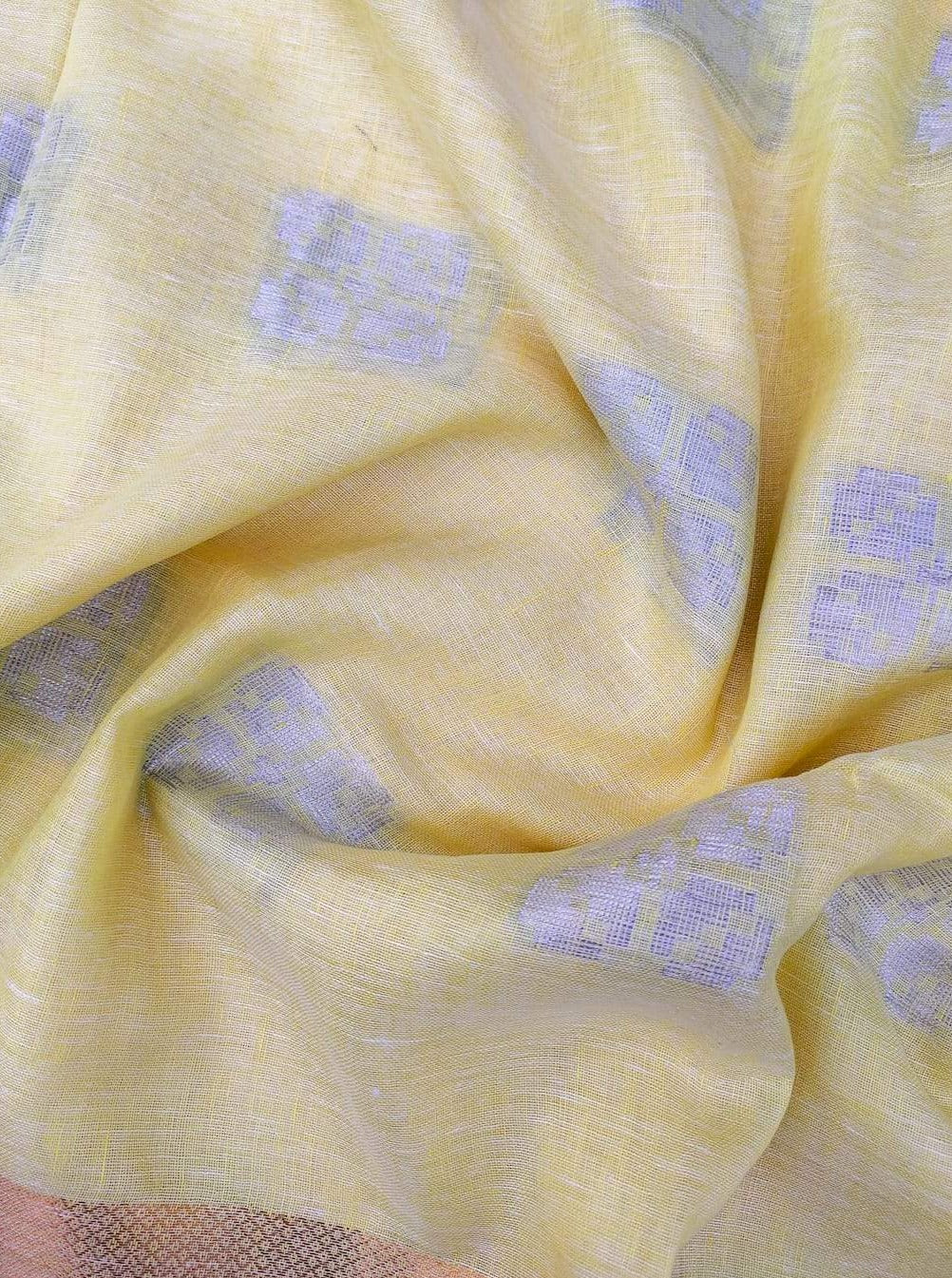 Exclusive Dobi Woven Pure Linen Saree - linenworldonline.in
