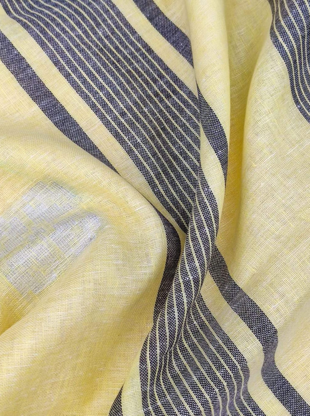 Exclusive Dobi Woven Pure Linen Saree - linenworldonline.in