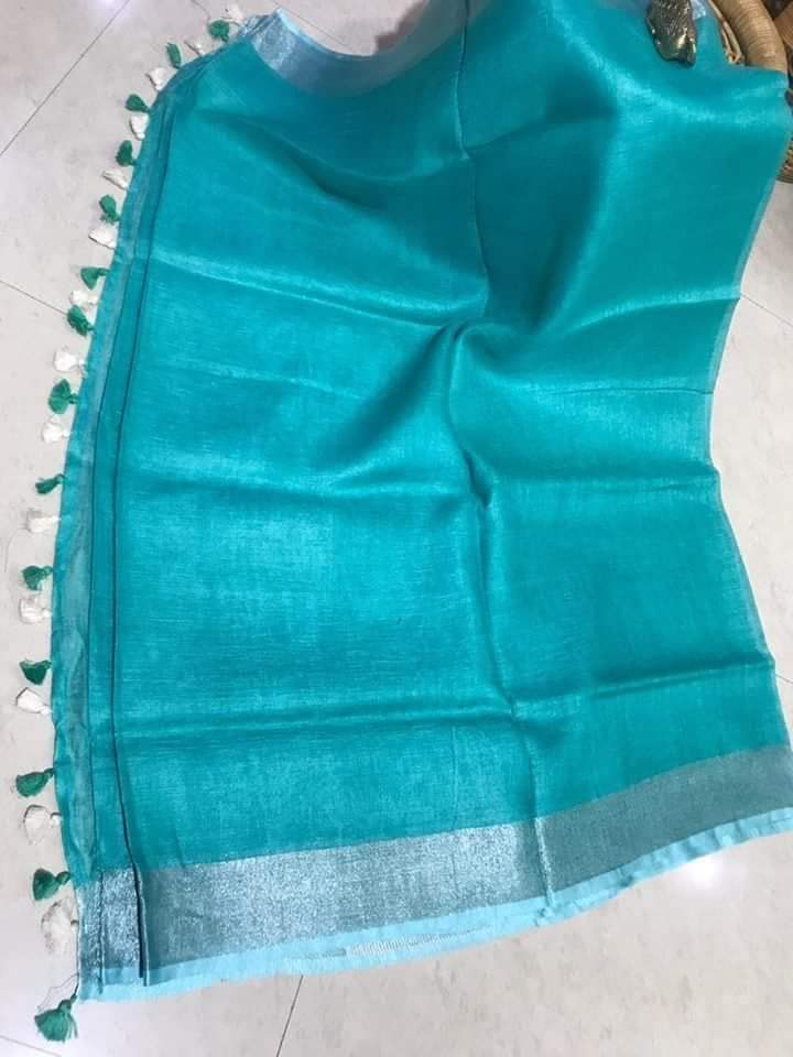 Handwoven Pure Linen Saree