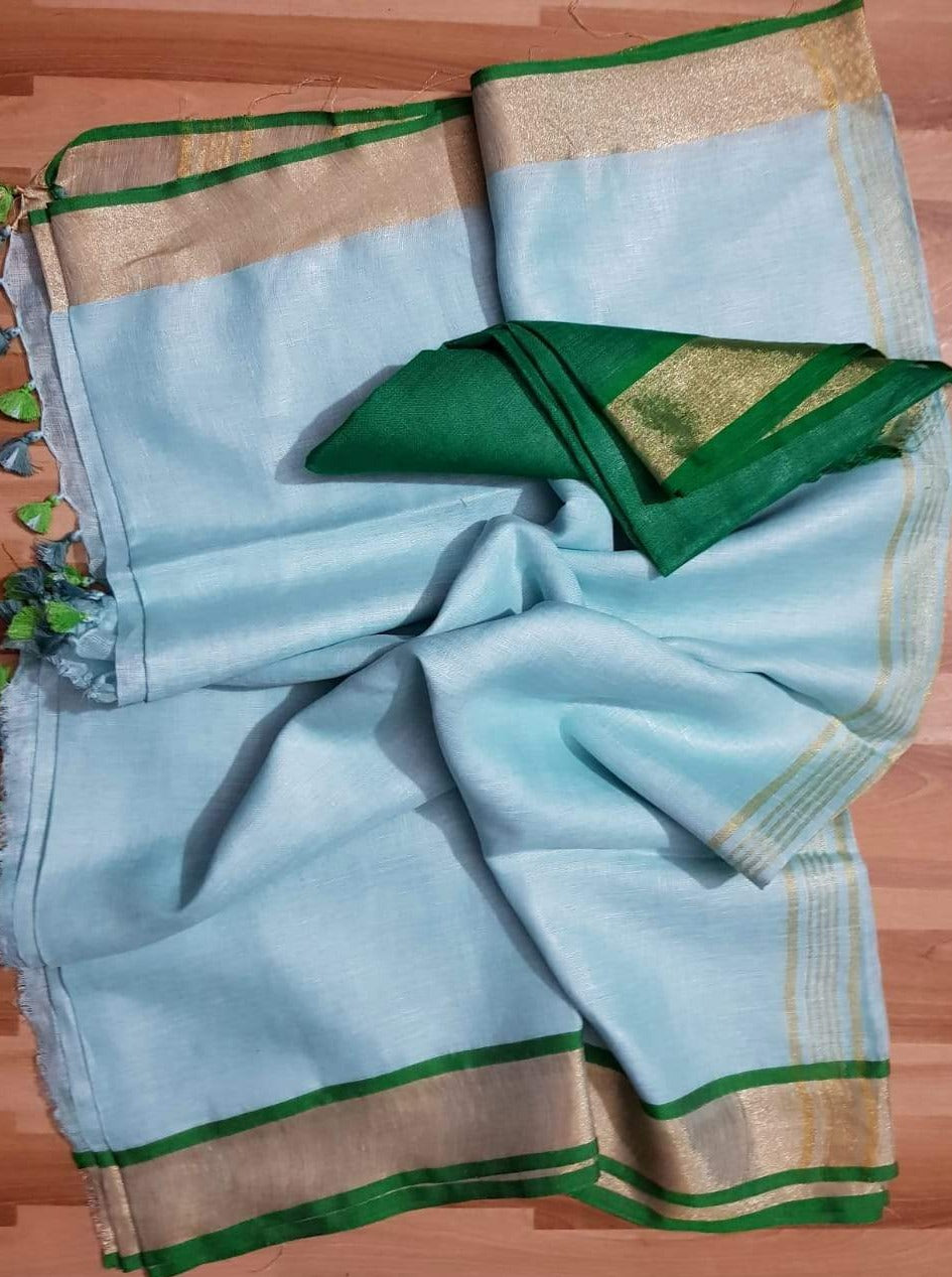 pure linen saree
