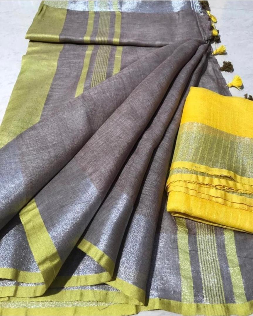 brown linen saree