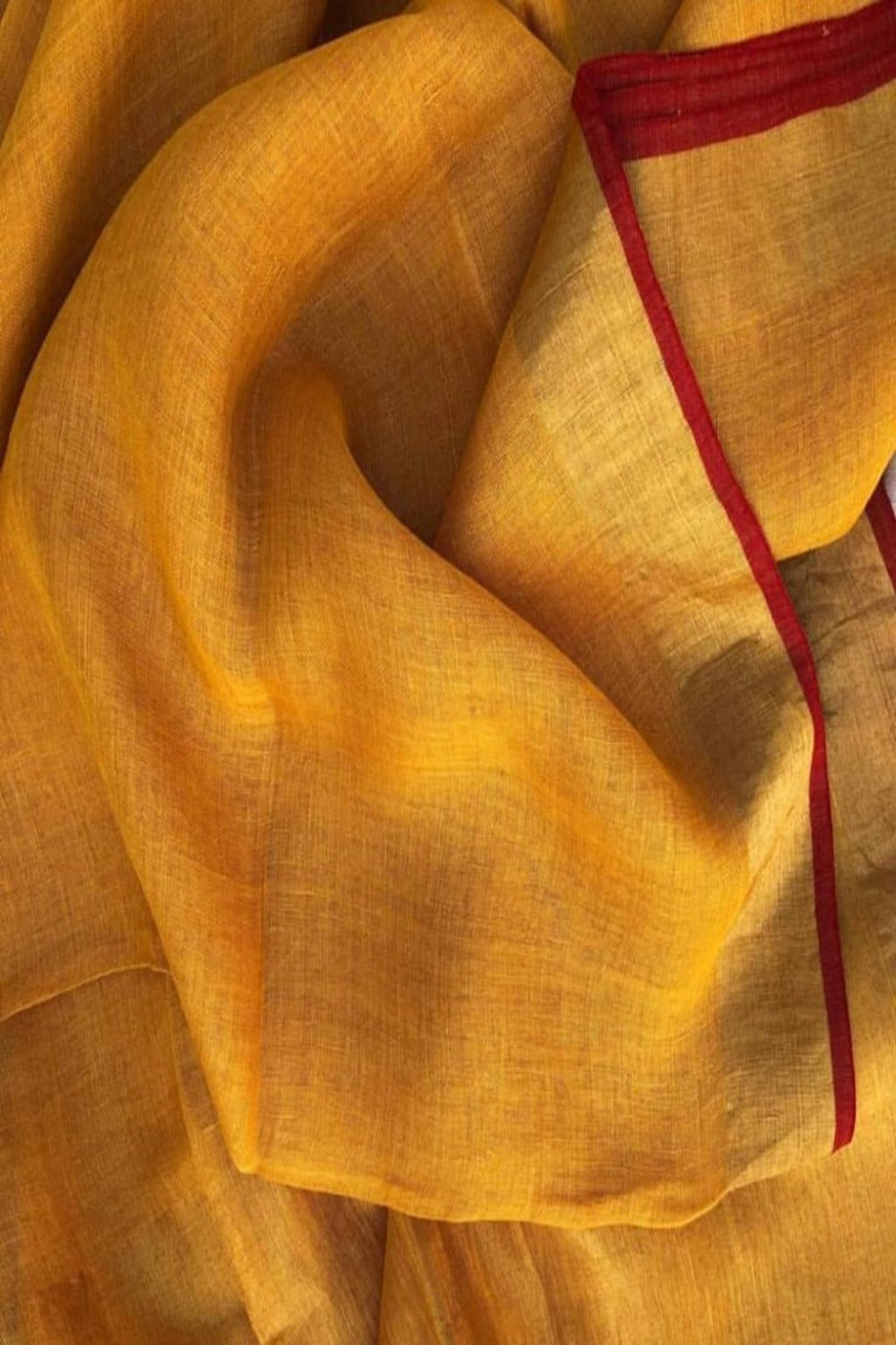 yellow pure linen saree - linenworldonline.in