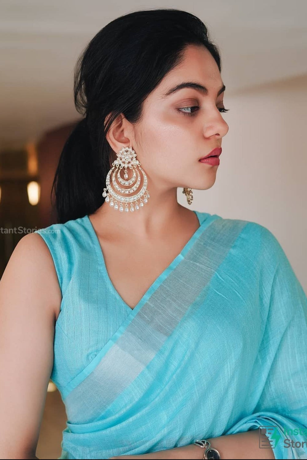 Bollywood actress Ahana Krishna in pure linen saree - Linen World