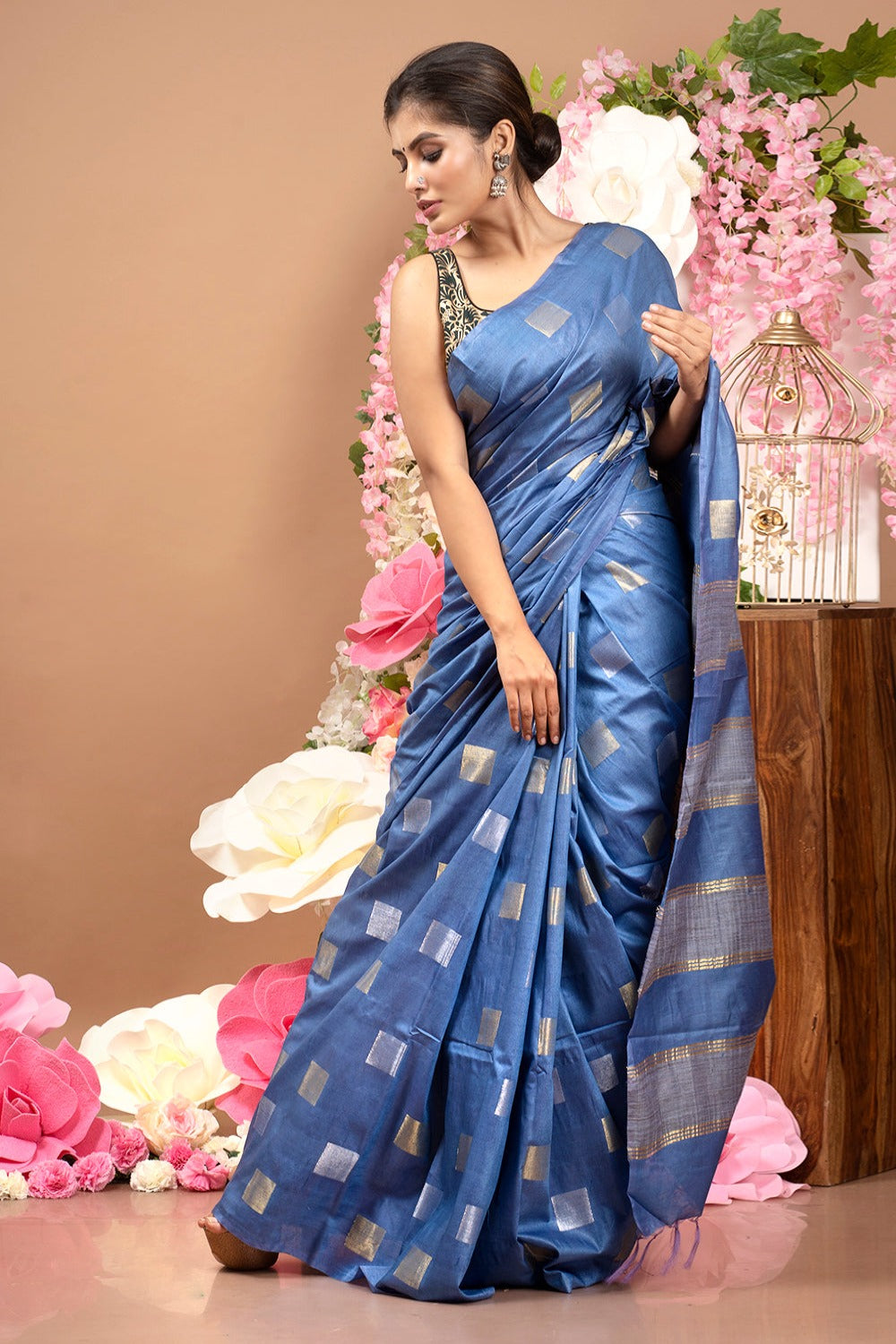 Dobi Woven Kota Staple Silk Saree - linenworldonline.in