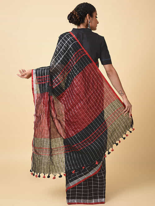 Handwoven Pure Linen Saree