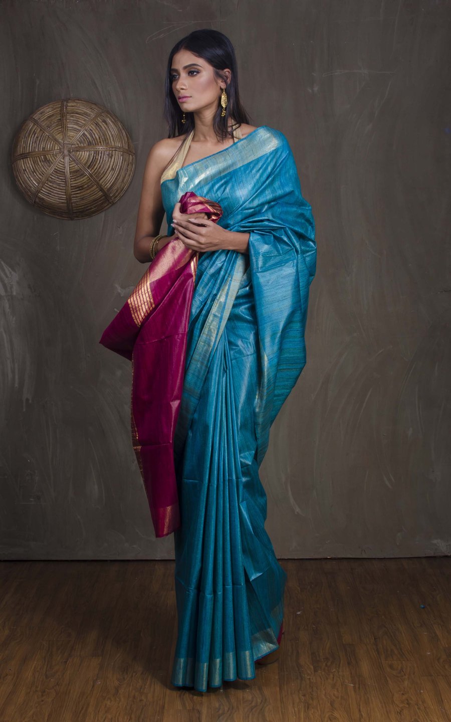 Handloom Tussar Ghicha Silk Saree