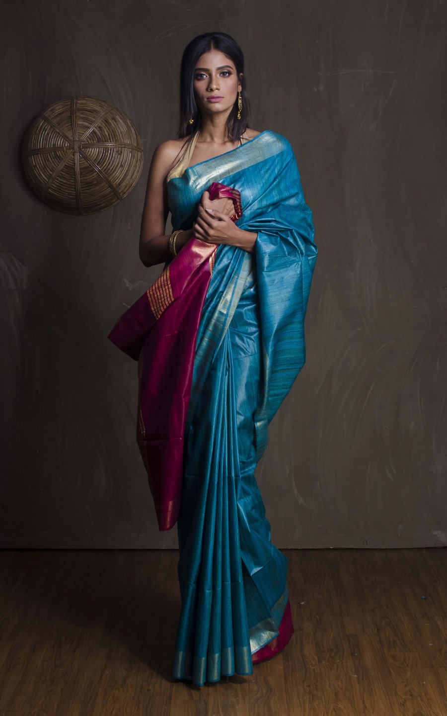 Handloom Tussar Ghicha Silk Saree