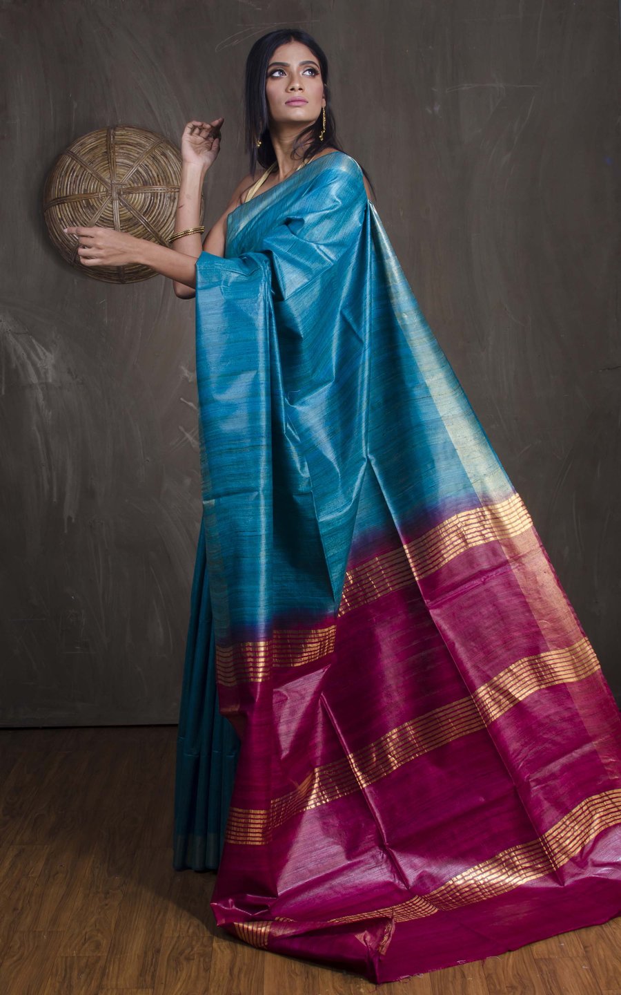 Handloom Tussar Ghicha Silk Saree