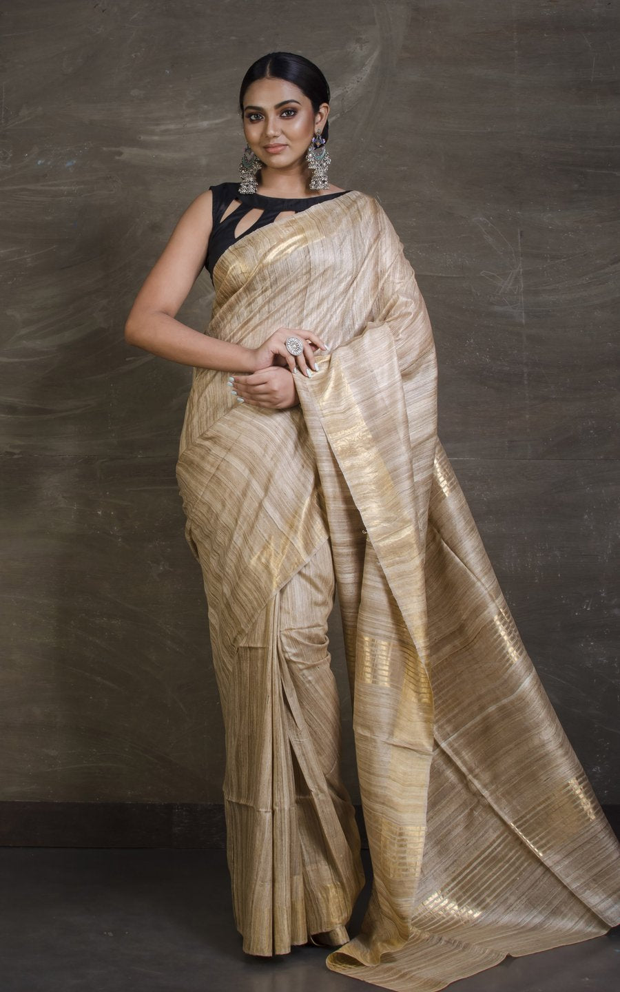 handloom tussar ghicha slk saree