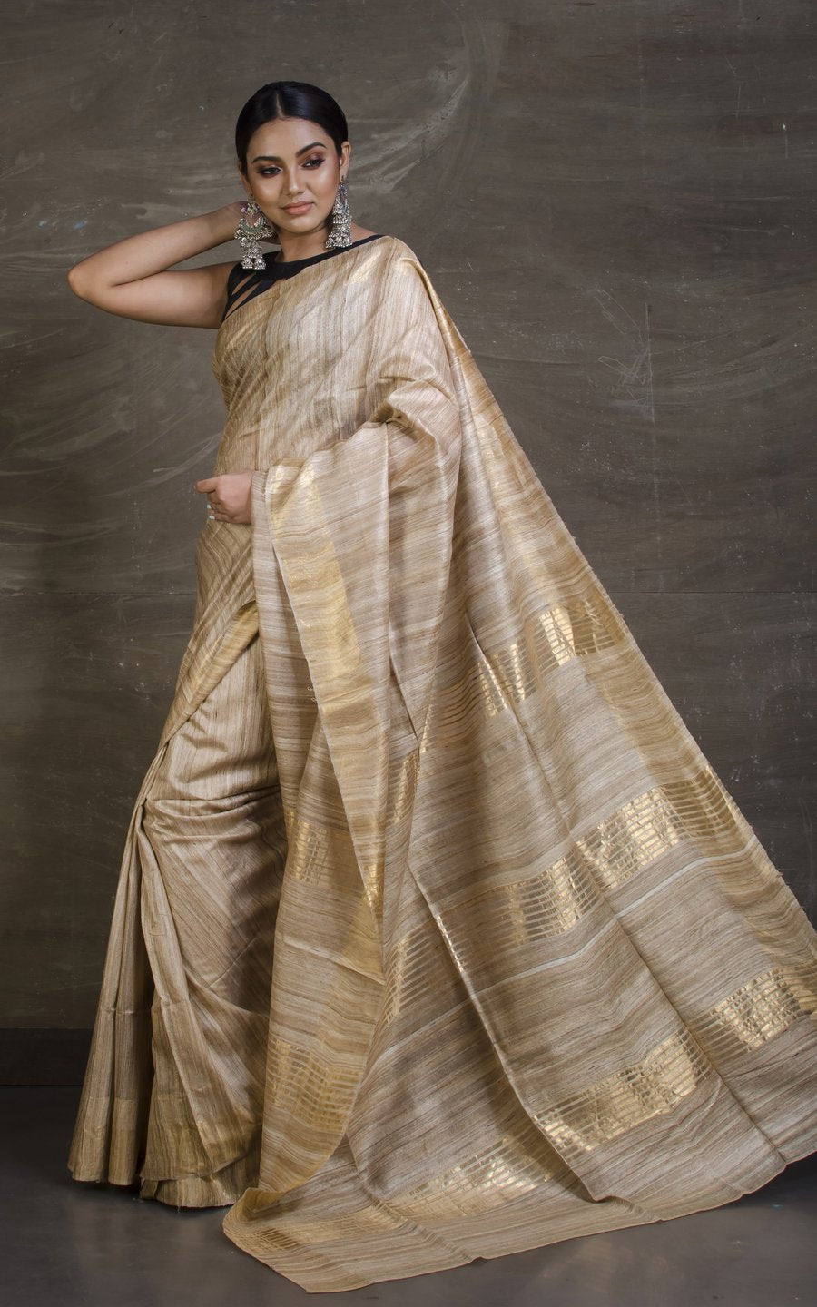 handloom tussar ghicha silk saree