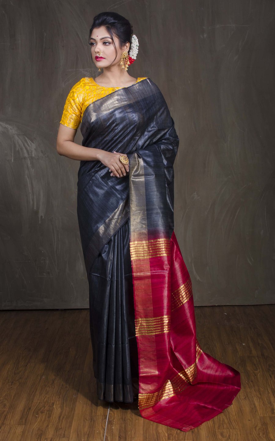 handloom tussar ghicha tie dye saree