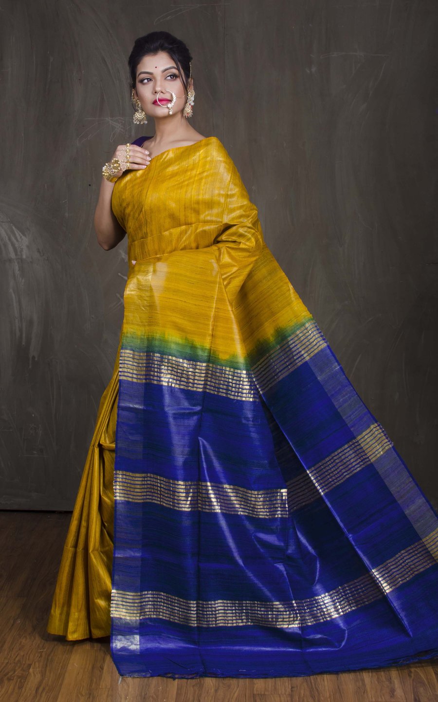 handloom tussar ghicha tie dye saree