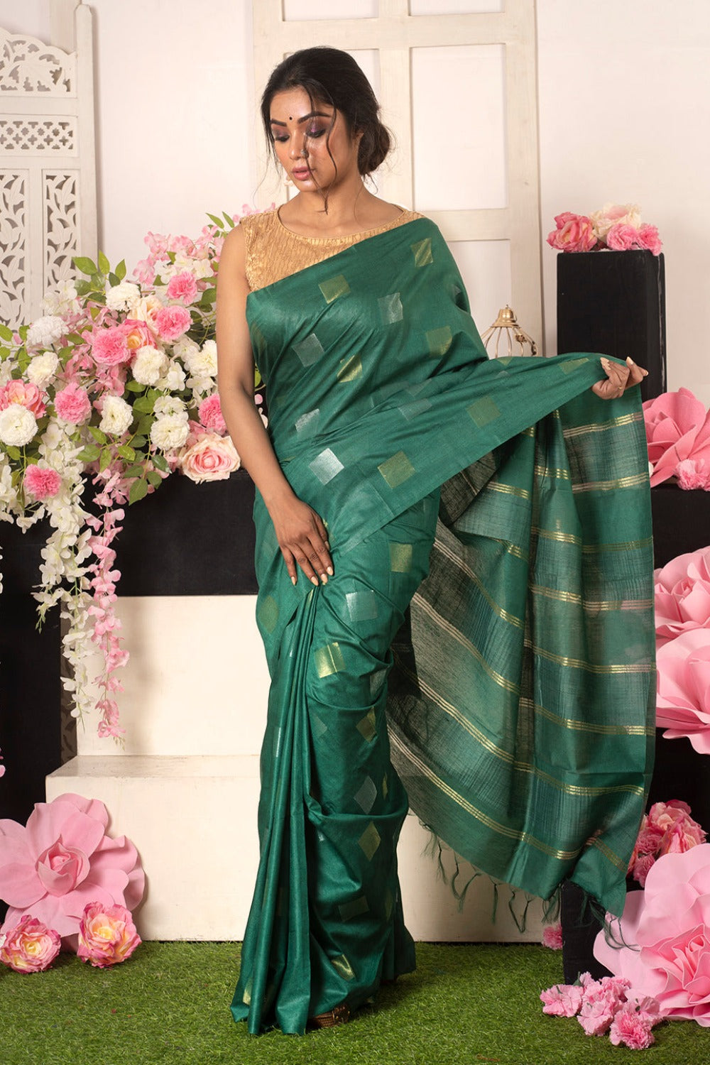 Dobi Woven Kota Staple Silk Saree - linenworldonline.in