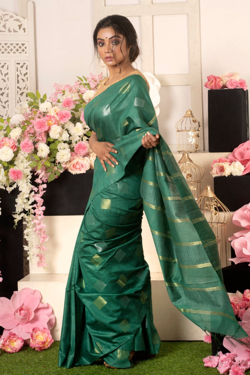 Dobi Woven Kota Staple Silk Saree - linenworldonline.in