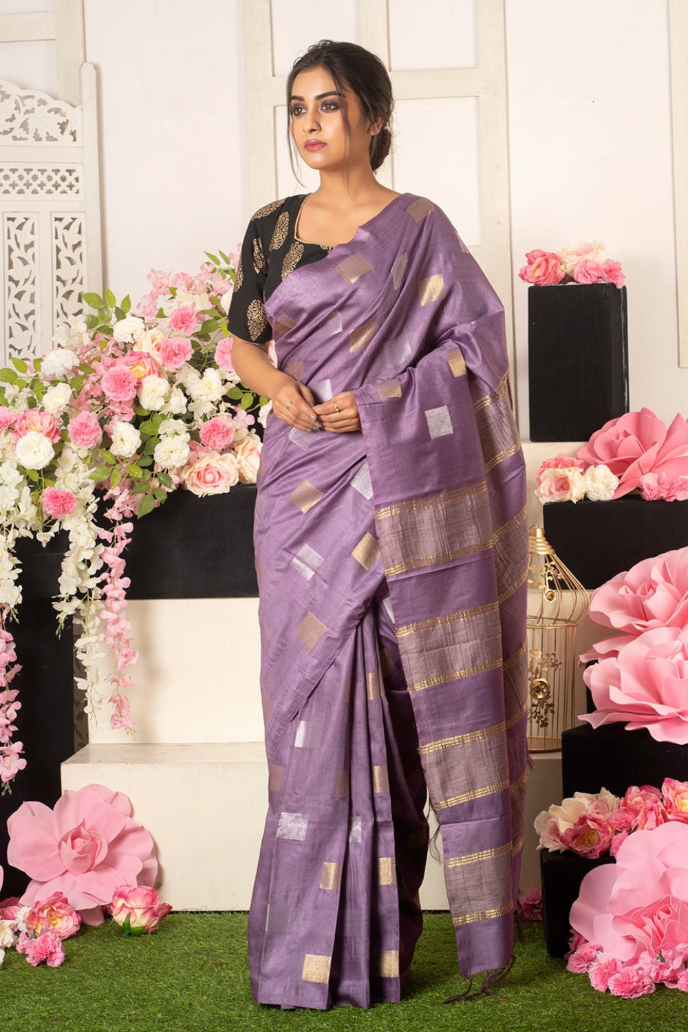 Dobi Woven Kota Staple Silk Saree - linenworldonline.in