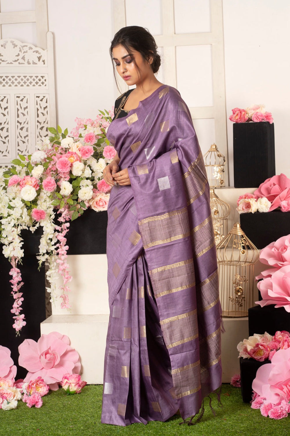 Dobi Woven Kota Staple Silk Saree - linenworldonline.in