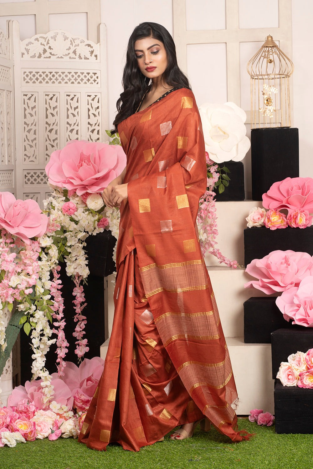 Dobi Woven Kota Staple Silk Saree - linenworldonline.in