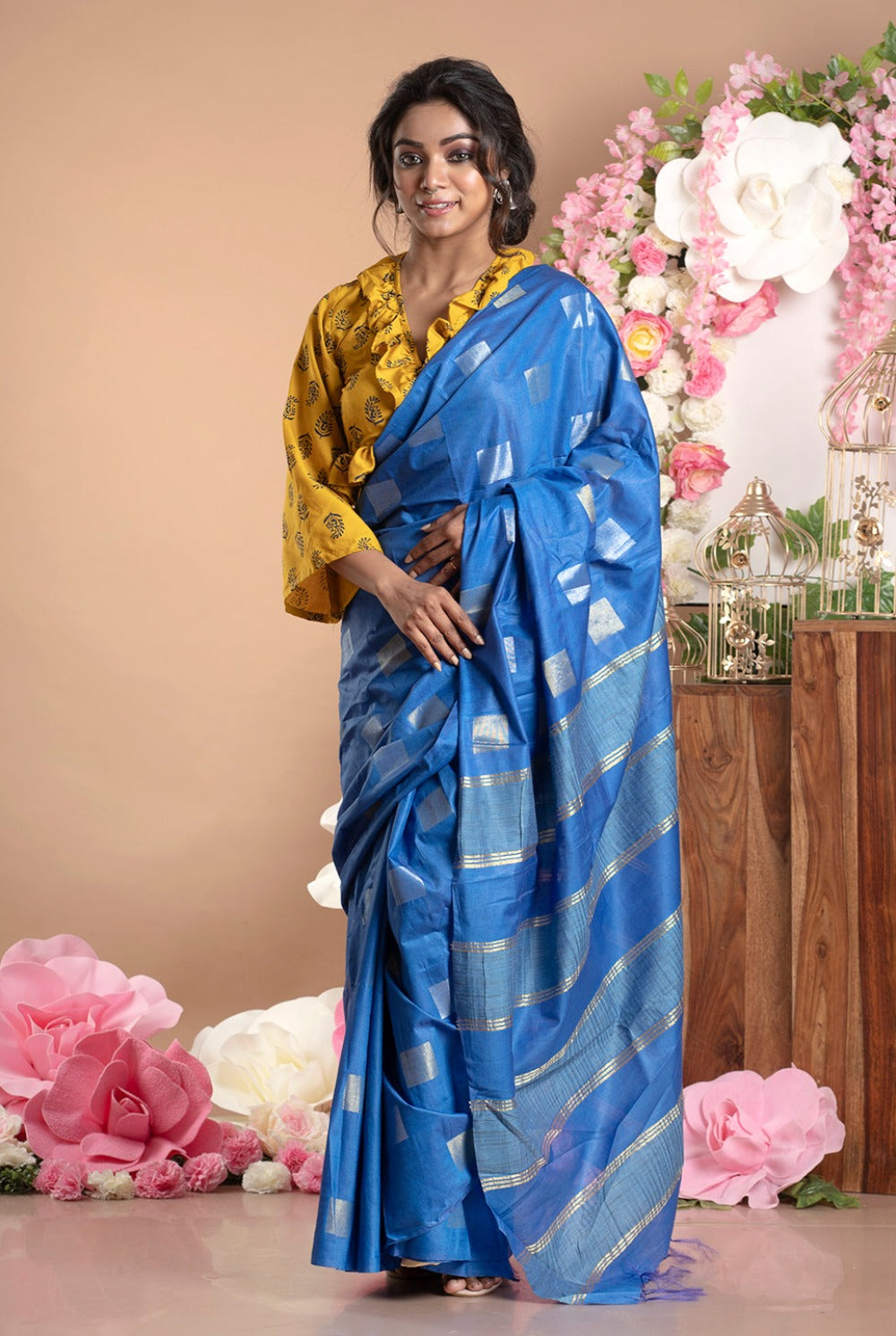 Dobi Woven Kota Staple Silk Saree - linenworldonline.in