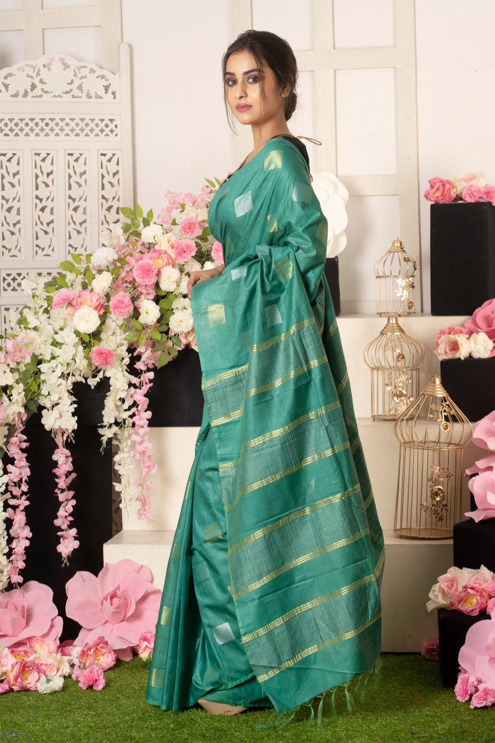 Dobi Woven Kota Staple Silk Saree - linenworldonline.in