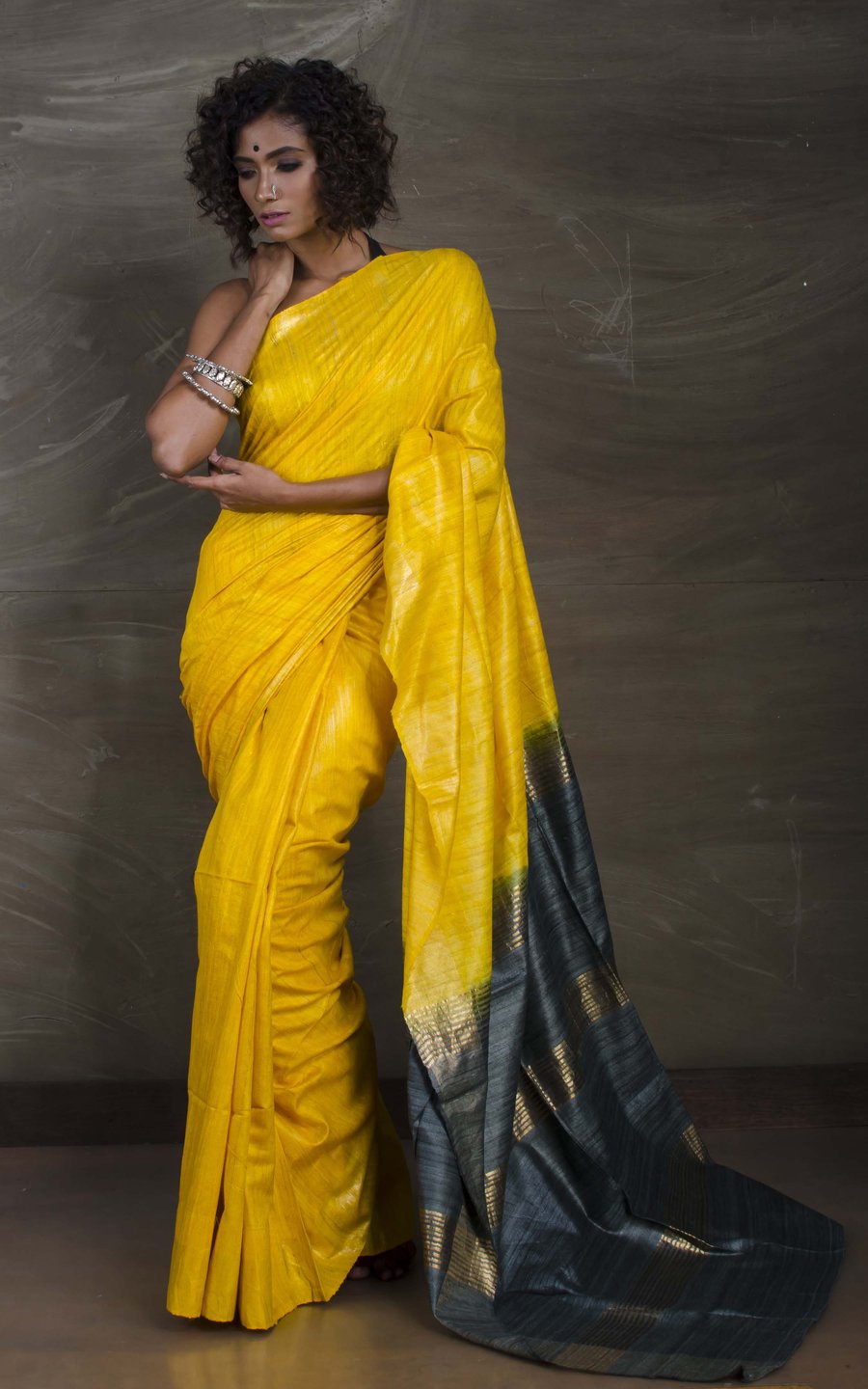 handloom tussar ghicha tie dye saree