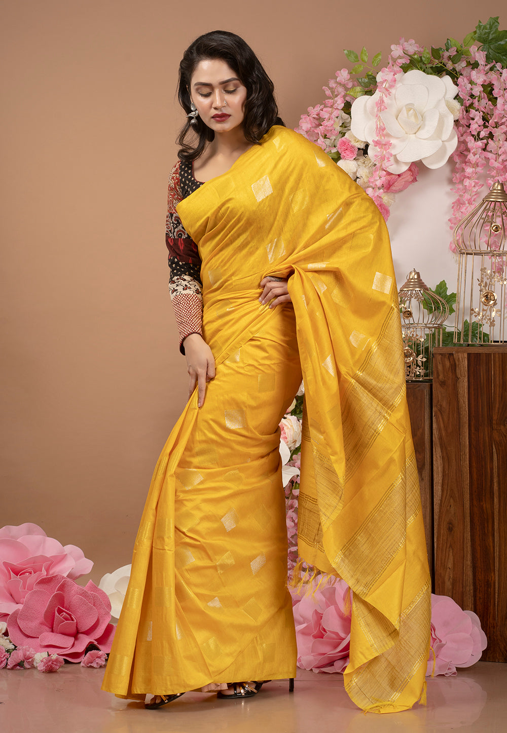 Dobi Woven Kota Staple Silk Saree - linenworldonline.in