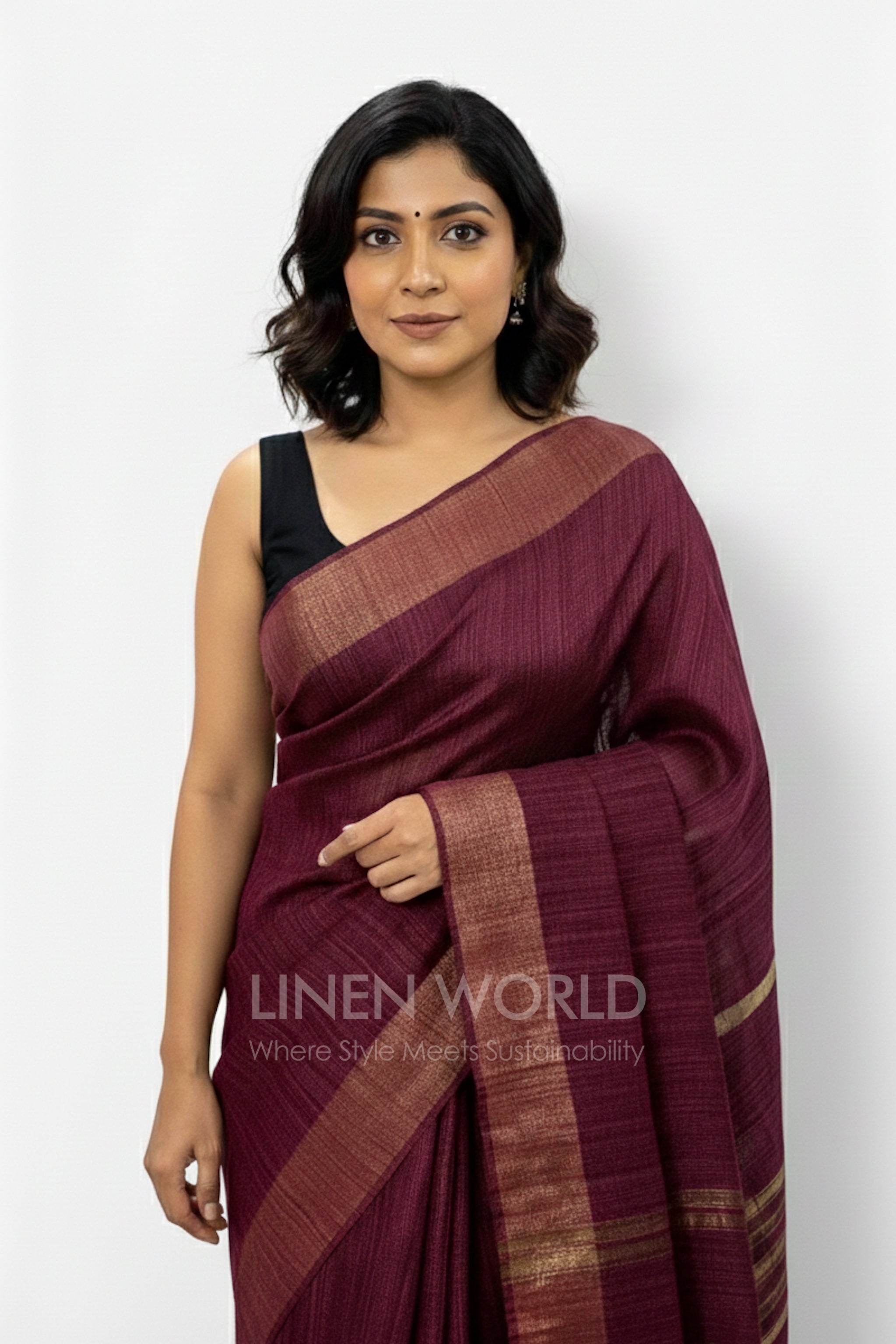 Mehroon Mehfil - Tussar Ghicha Silk Saree