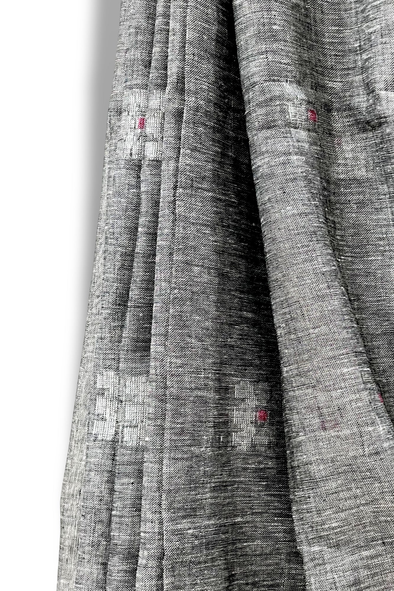 grey dobby woven pure linen saree - linenworldonline.in