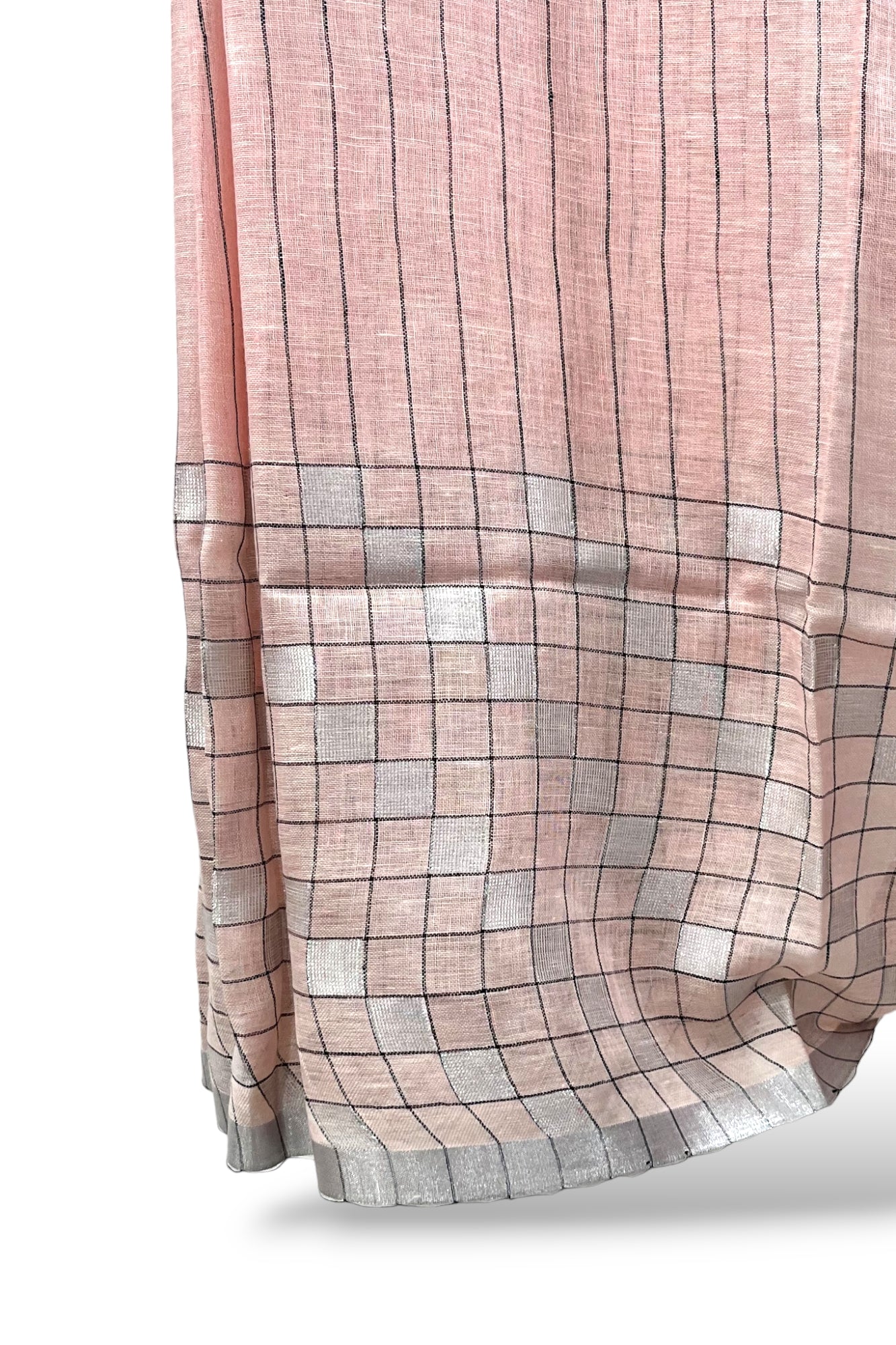 pink dobby woven pure linen saree - linenworldonline.in