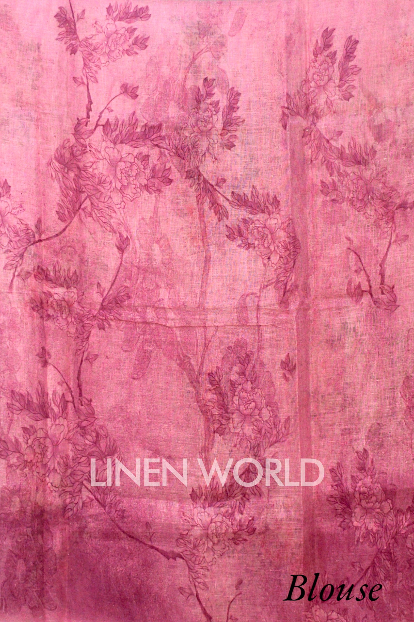 faiza: pink digital printed pure linen sari - linenworldonline.in