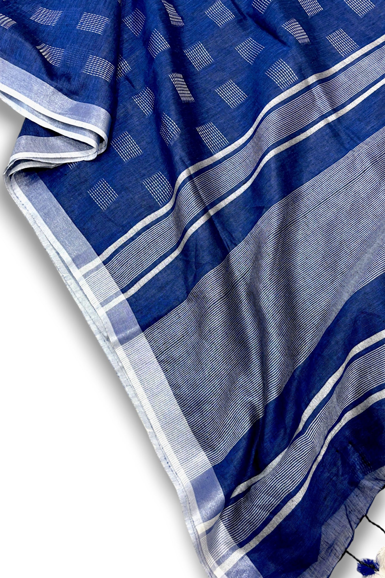 garima (navy blue pure linen saree) |linenworldonline.in