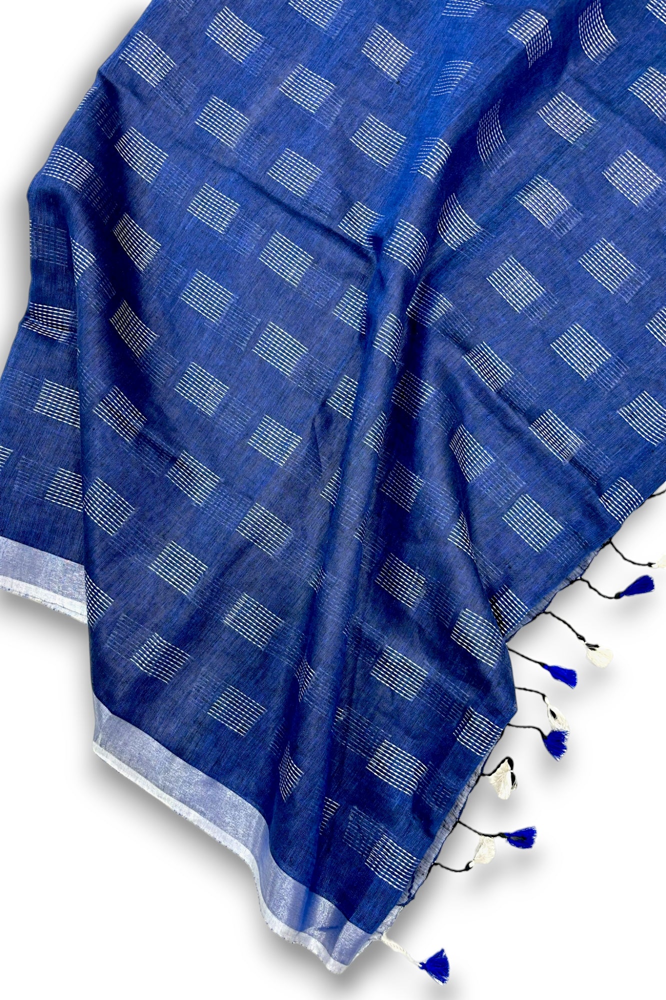 garima (navy blue pure linen saree) |linenworldonline.in