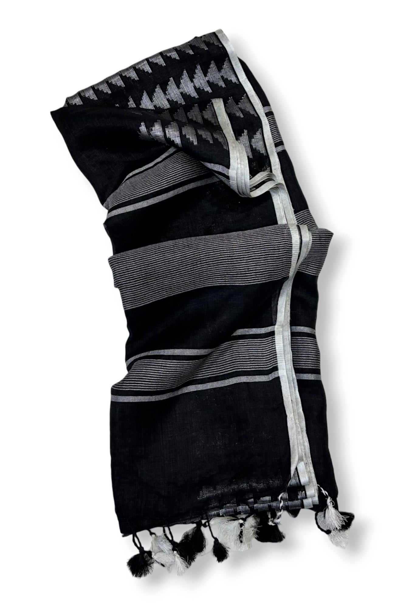 lavana (black pure linen saree) | linenworldonline.in