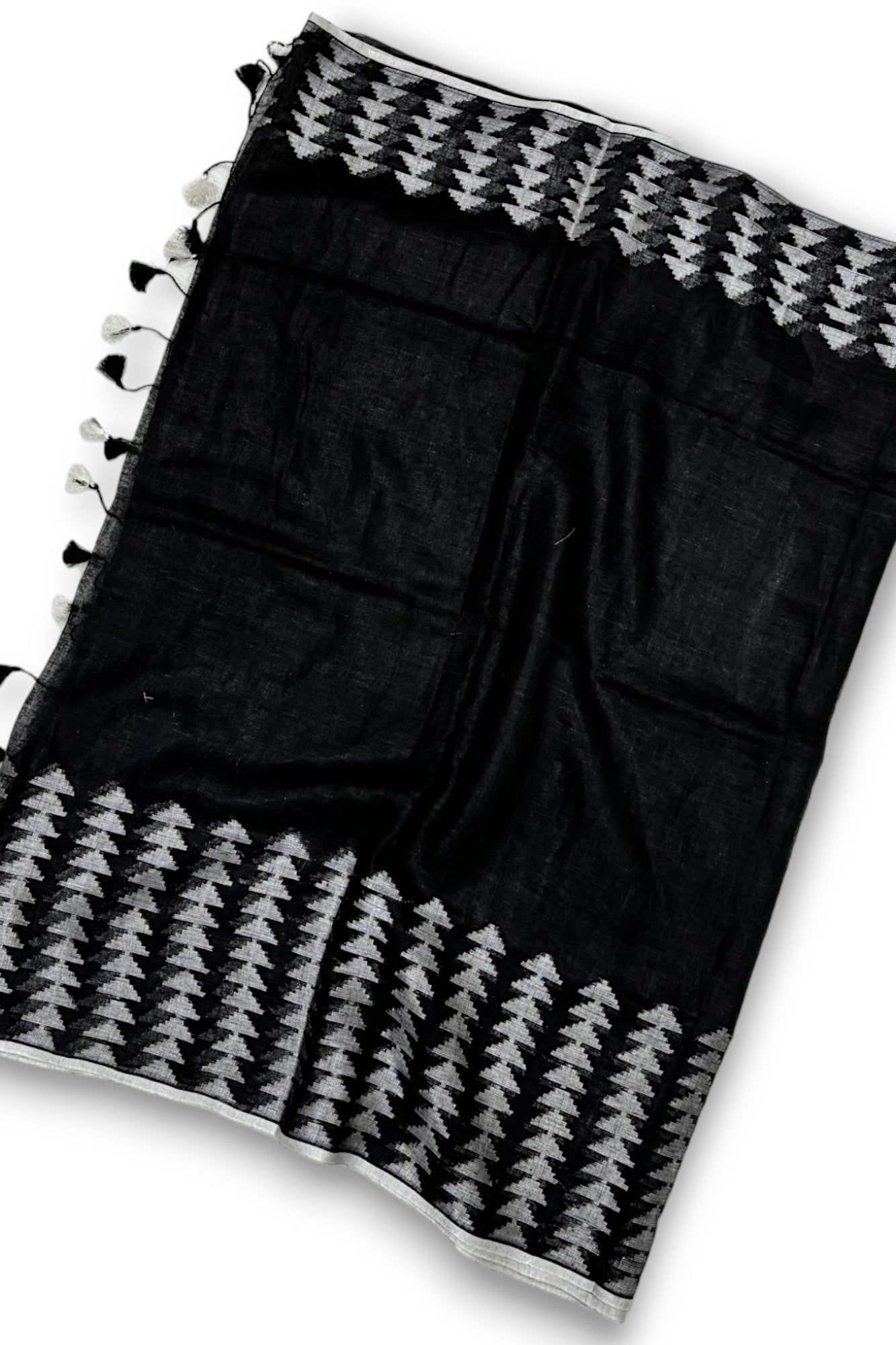 lavana (black pure linen saree) | linenworldonline.in