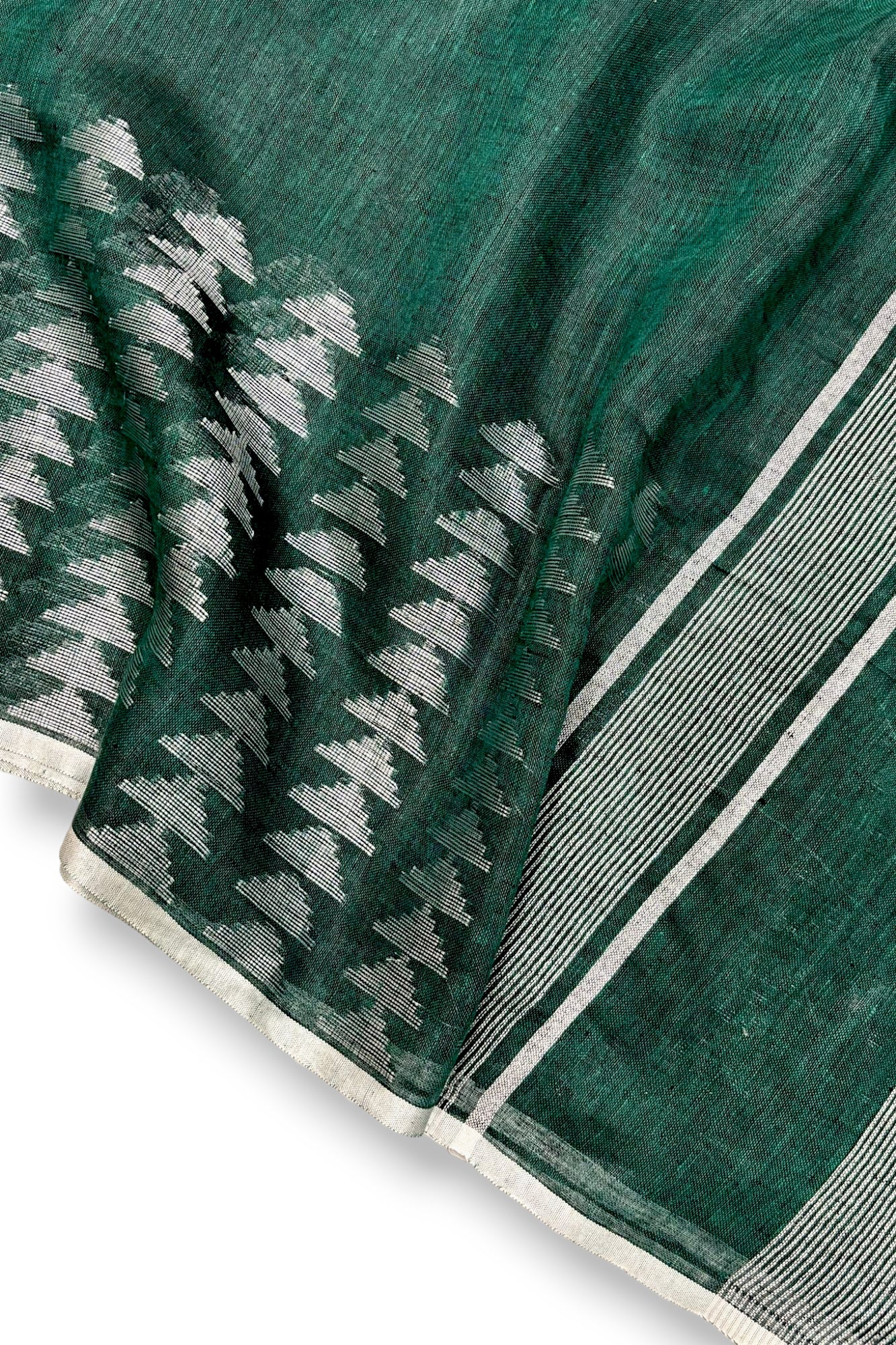 geetha green pure linen saree - linenworldonline.in