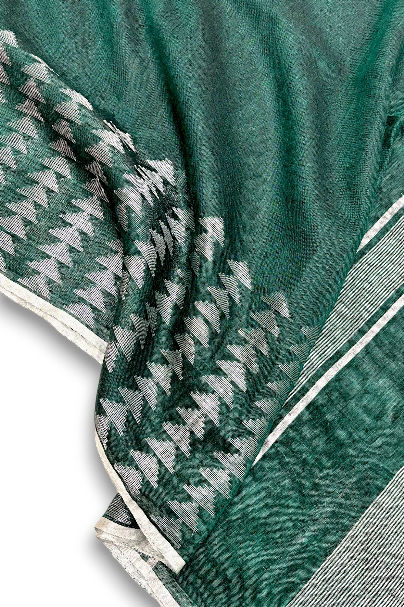 geetha green pure linen saree - linenworldonline.in