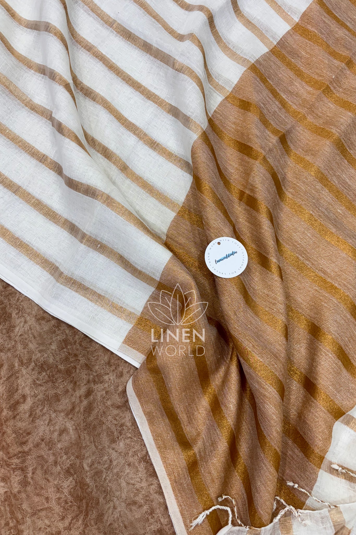 onam special pure linen saree - linenworldonline.in