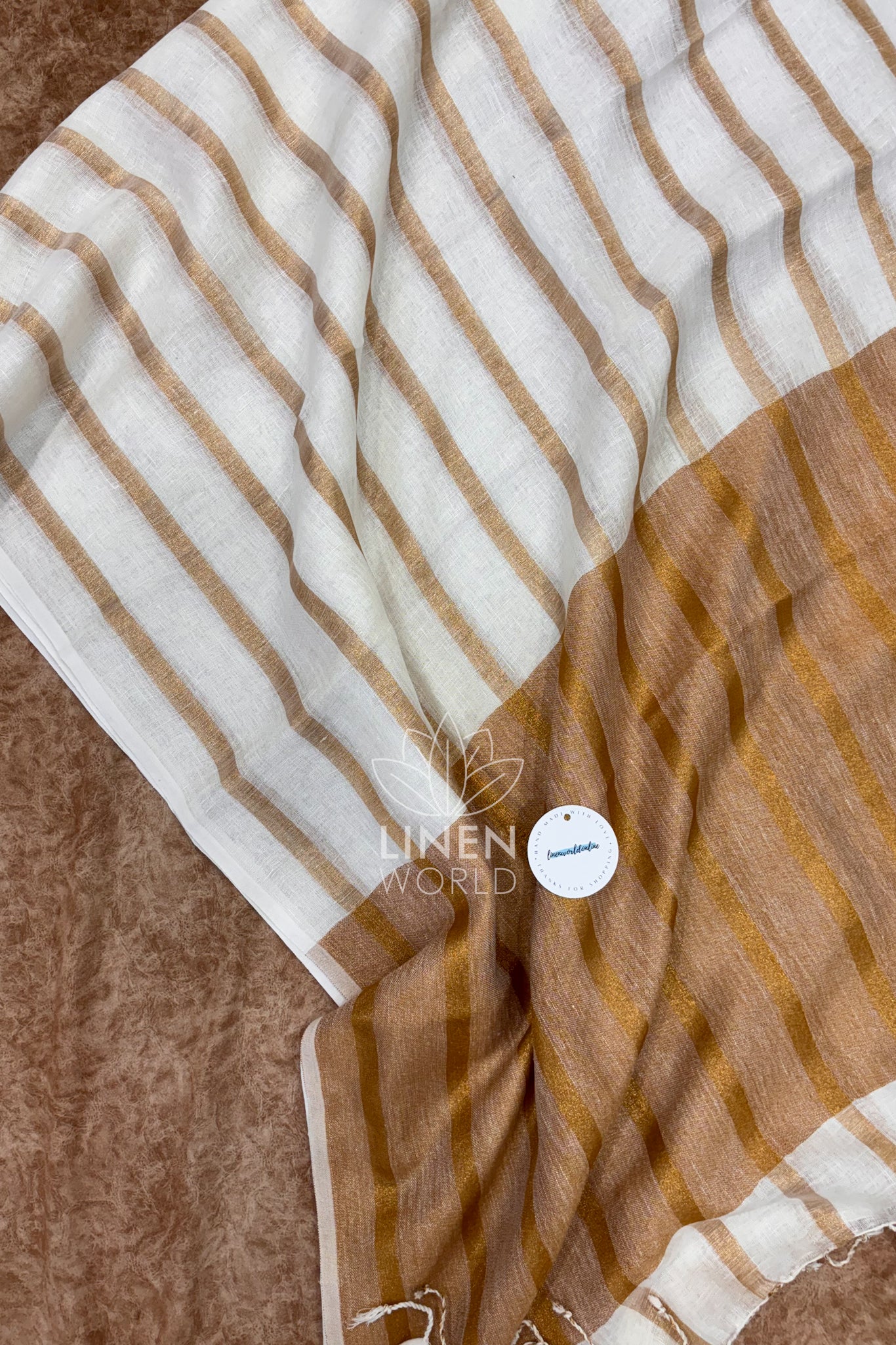 onam special pure linen saree - linenworldonline.in