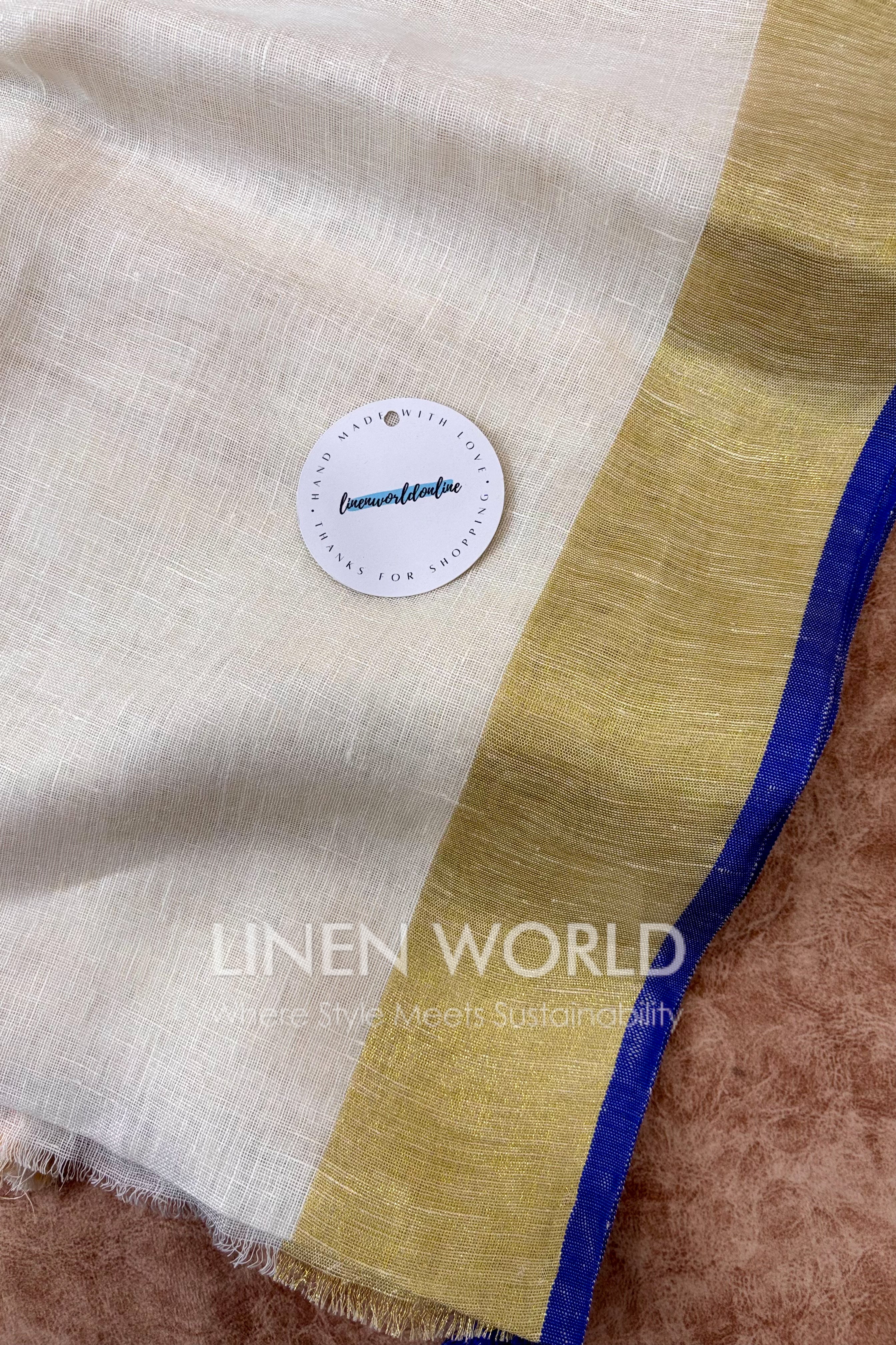 onam special pure linen saree - linen world