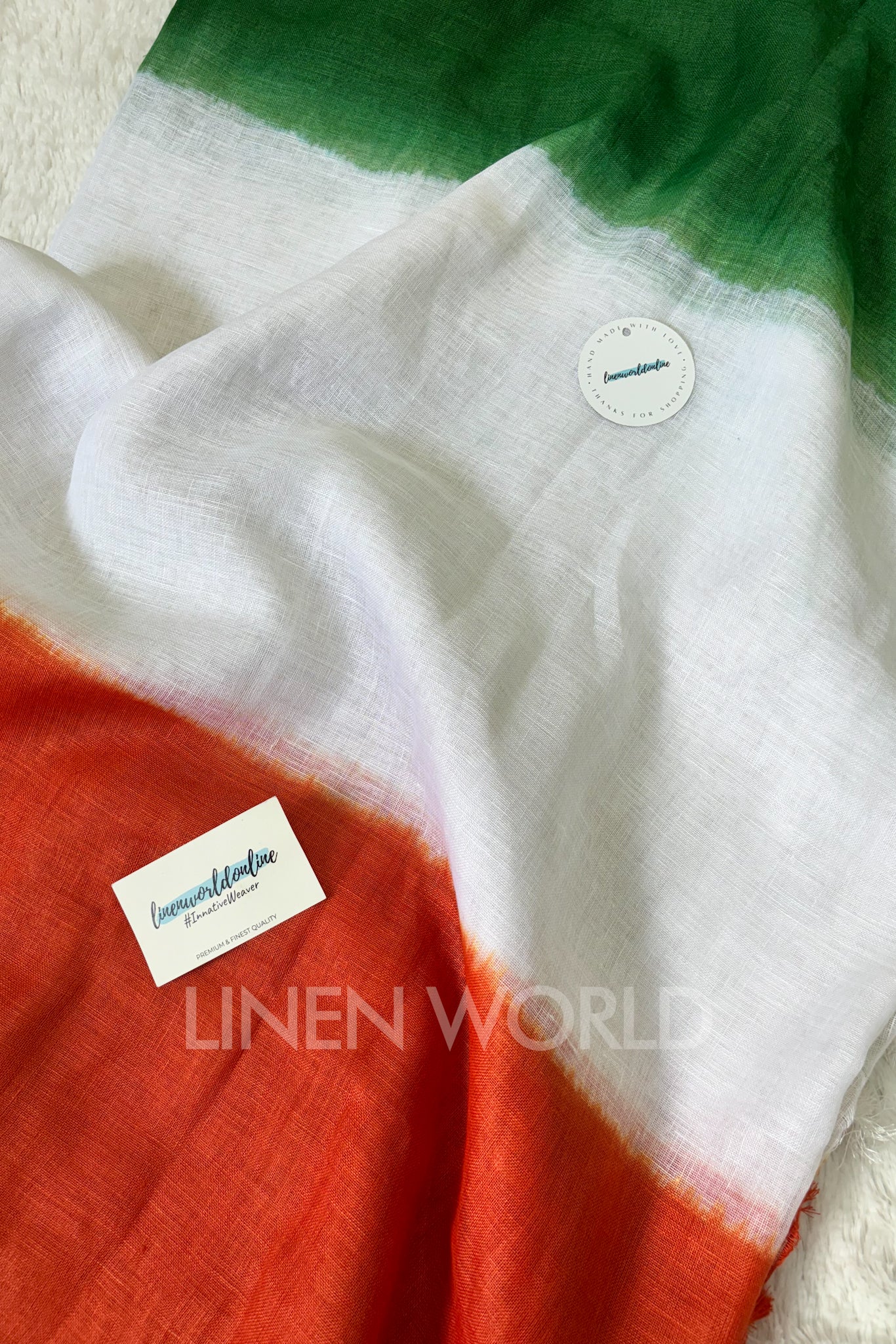 tricolour indian flag linen saree - linenworldonline.in