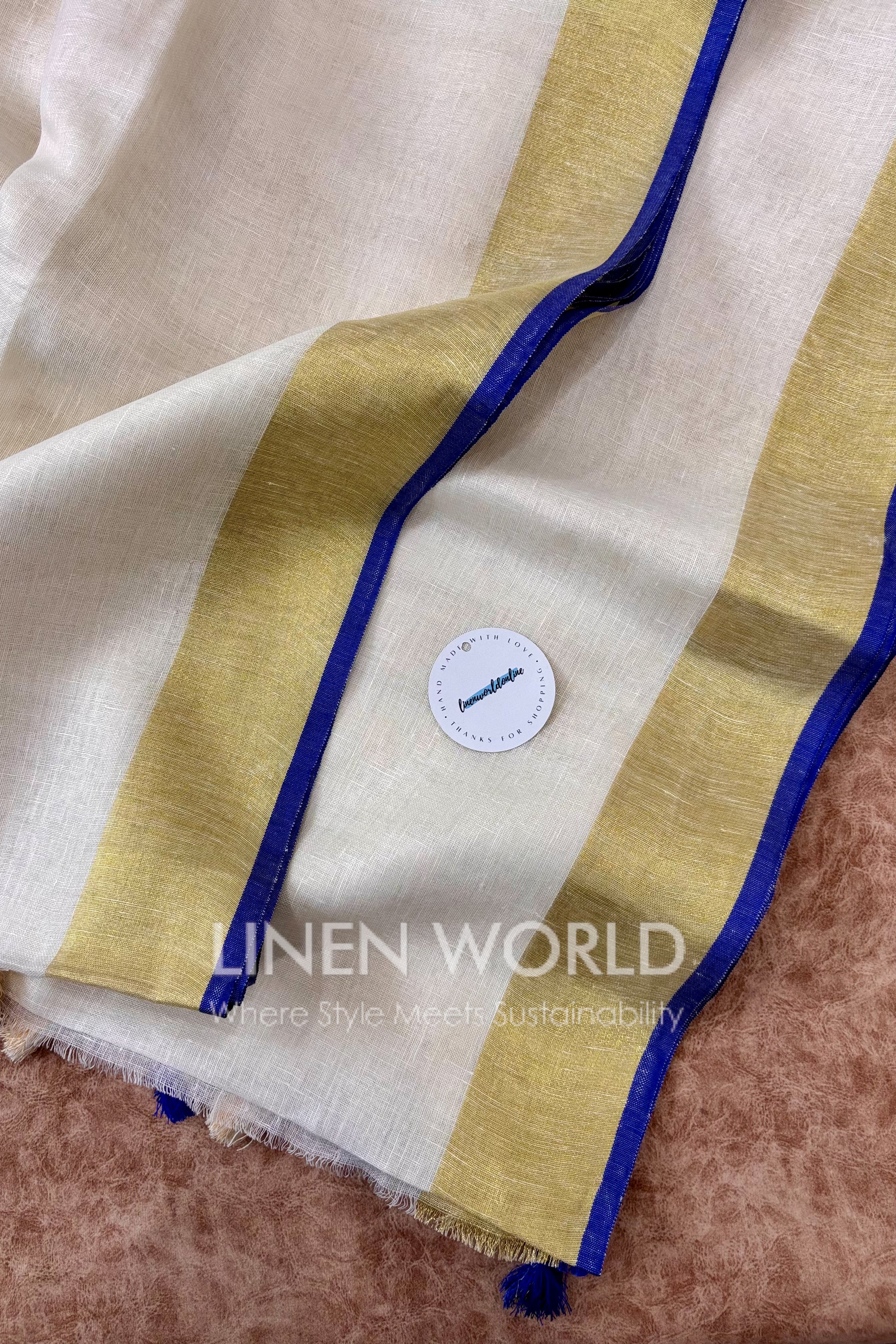 onam special pure linen saree - linen world
